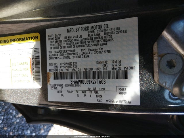 2018 FORD FUSION HYBRID S 照片 9