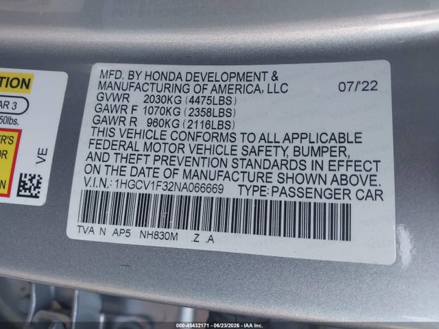 2022 HONDA ACCORD SPORT 9