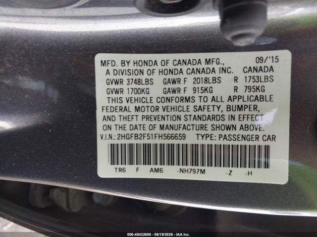 2015 Honda CIVIC LX — фото 8