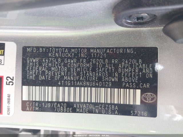 2022 Toyota CAMRY SE photo 9