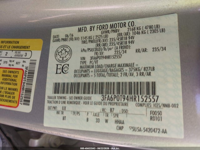 2017 FORD FUSION SE — фото 9