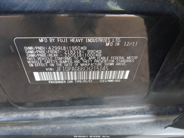 صورة 9 لـ 2012 Subaru IMPREZA 2.0I LIMITED
