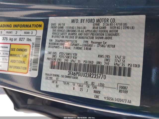 2018 FORD FUSION HYBRID S 照片 9