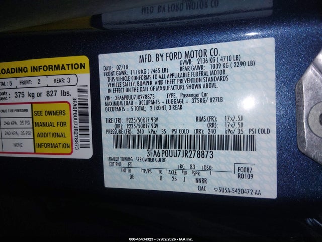 2018 FORD FUSION HYBRID S 照片 9