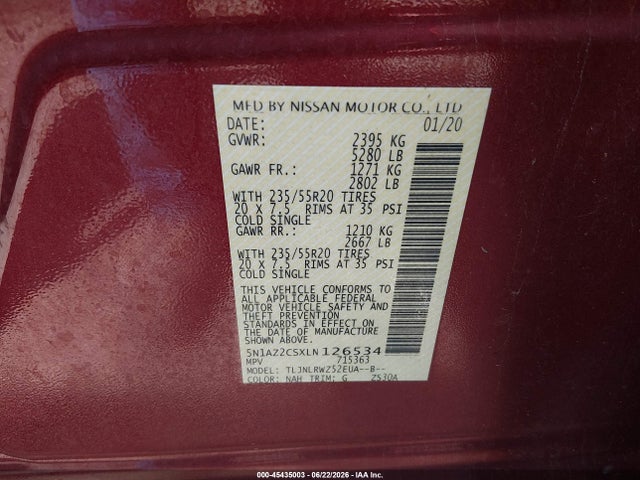 2020 NISSAN MURANO SL INTELLIGENT AWD 9