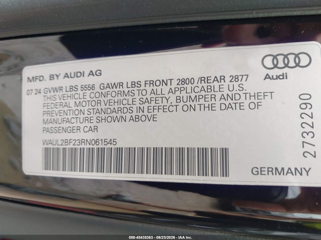 2024 AUDI A6 PREMIUM PLUS 55 TFSI QUATTRO S TRONIC 照片 9