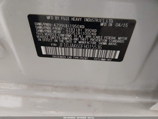 2015 Subaru IMPREZA 2.0I PREMIUM 照片 9