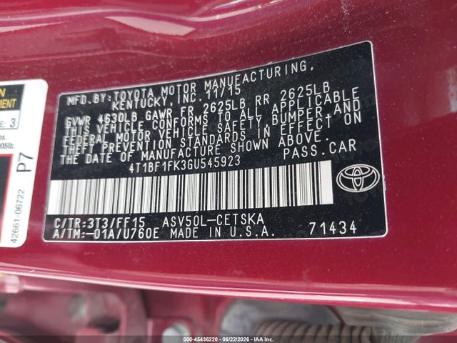 2016 Toyota CAMRY SE — фото 9