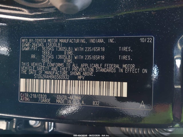 2022 TOYOTA HIGHLANDER XLE 9