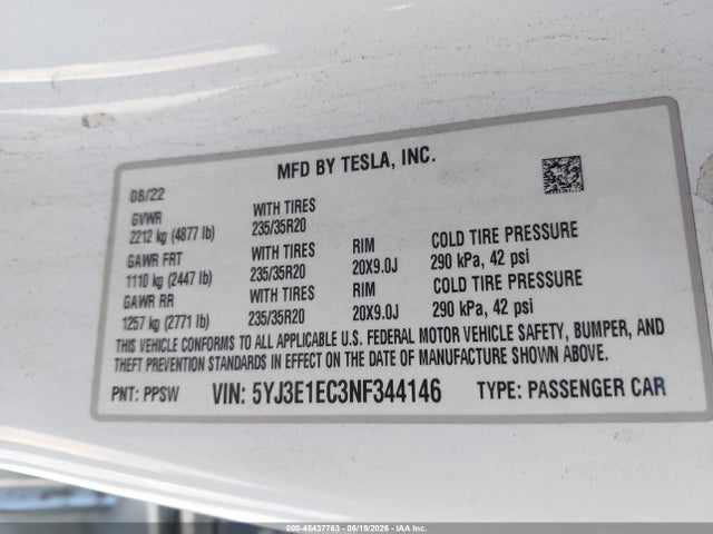 2022 Tesla MODEL 3 PERFORMANCE DUAL MOTOR ALL-WHEEL DRIVE — фото 9