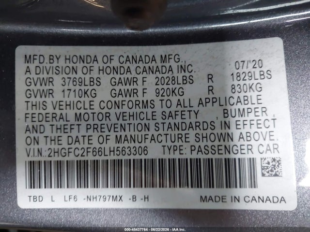 صورة 9 لـ 2020 Honda CIVIC LX