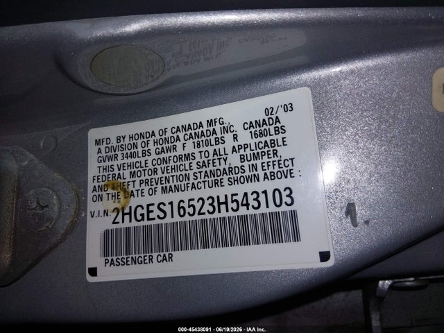 2003 Honda CIVIC LX 照片 9