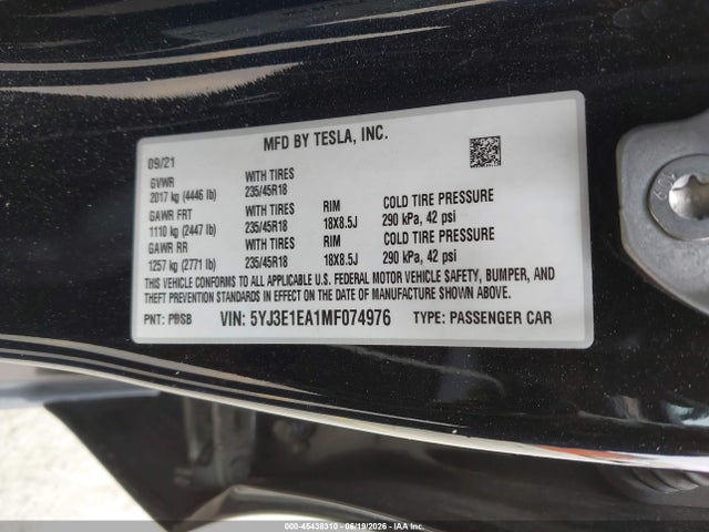 صورة 9 لـ 2021 Tesla MODEL 3 STANDARD RANGE PLUS REAR-WHEEL DRIVE