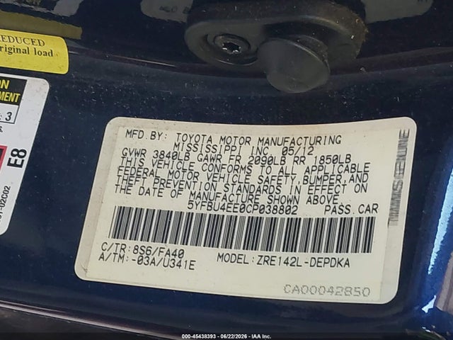 2012 Toyota COROLLA L photo 9