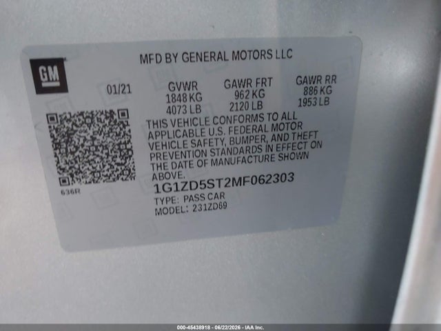 2021 Chevrolet MALIBU FWD LT 照片 9