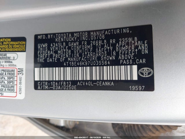 2007 Toyota CAMRY LE photo 9