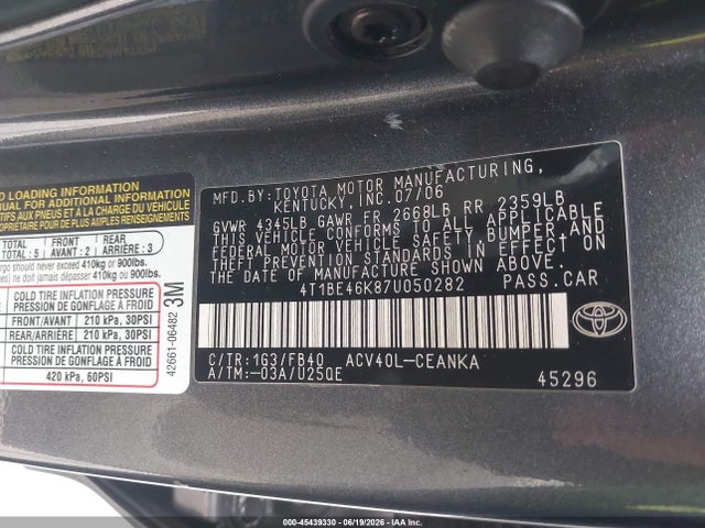 2007 Toyota CAMRY LE 照片 9
