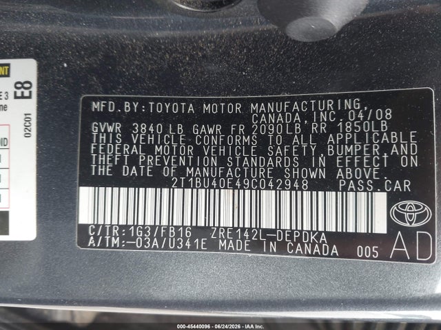 صورة 9 لـ 2009 Toyota COROLLA LE