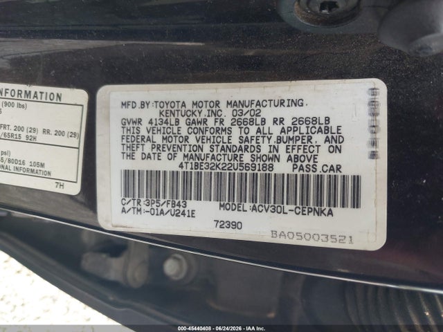 2002 Toyota CAMRY LE photo 9