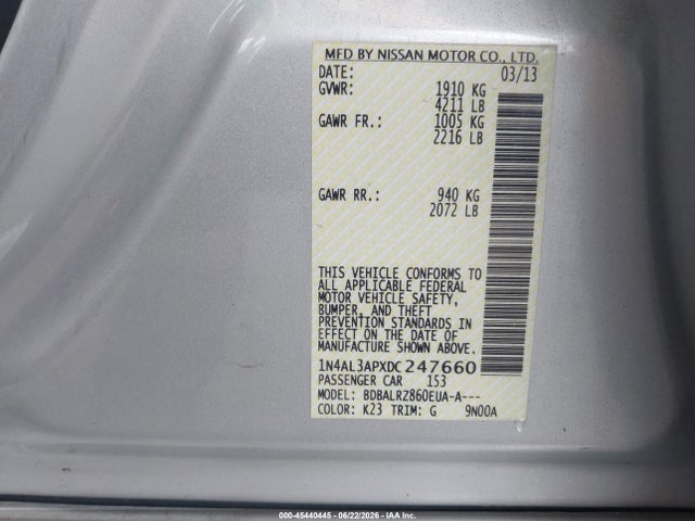 2013 Nissan ALTIMA 2.5 S 照片 9