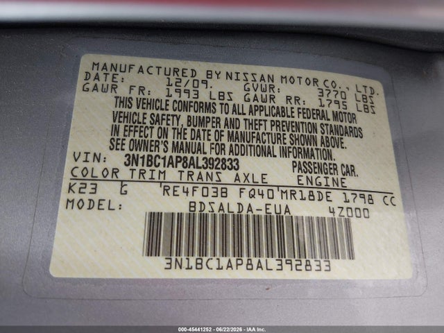 2010 Nissan VERSA 1.8S — фото 9