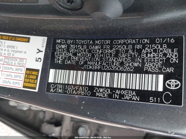 2016 Toyota PRIUS TWO — фото 9