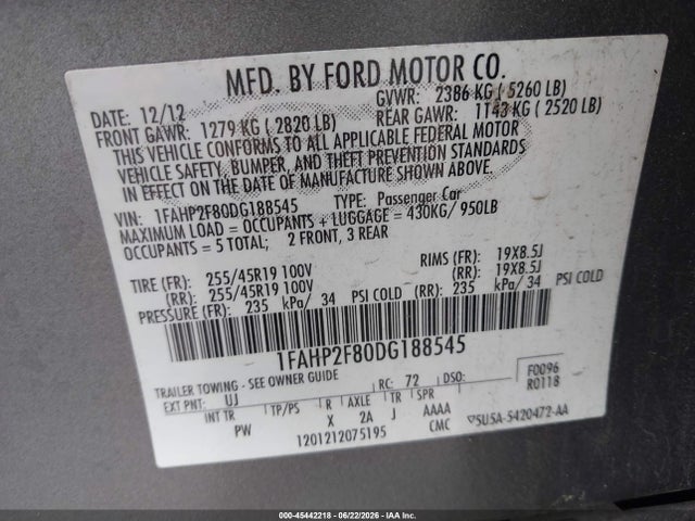 صورة 9 لـ 2013 FORD TAURUS LIMITED