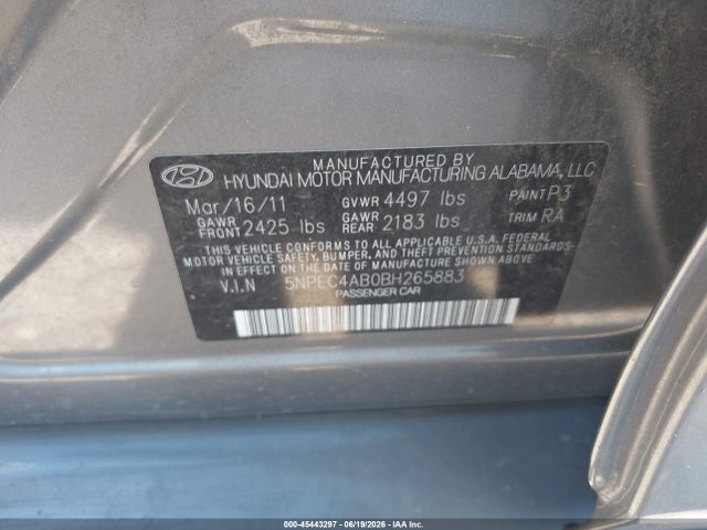 2011 Hyundai SONATA LIMITED 2.0T 照片 9