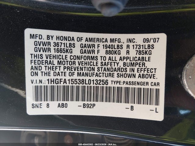2008 Honda CIVIC LX — фото 9