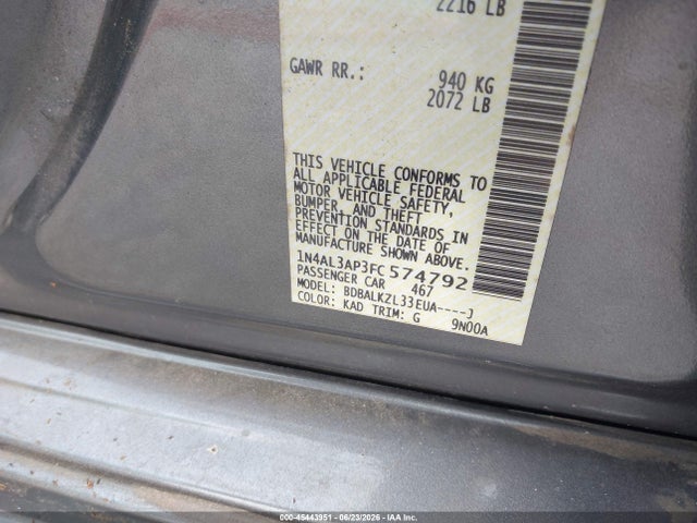 2015 Nissan ALTIMA 2.5 SV 照片 9