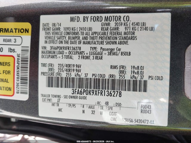 صورة 9 لـ 2015 FORD FUSION TITANIUM