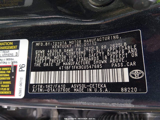 2012 Toyota CAMRY L 照片 9