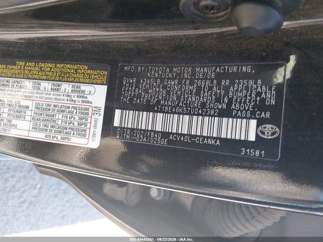 2007 Toyota CAMRY LE 照片 9