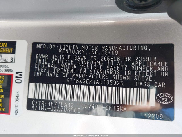 2010 Toyota CAMRY XLE V6 照片 9