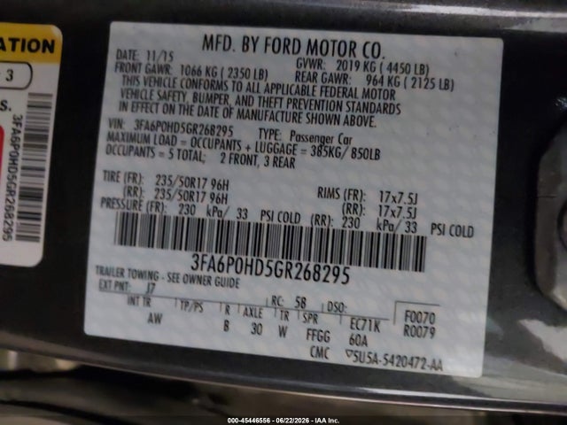 2016 FORD FUSION SE photo 9