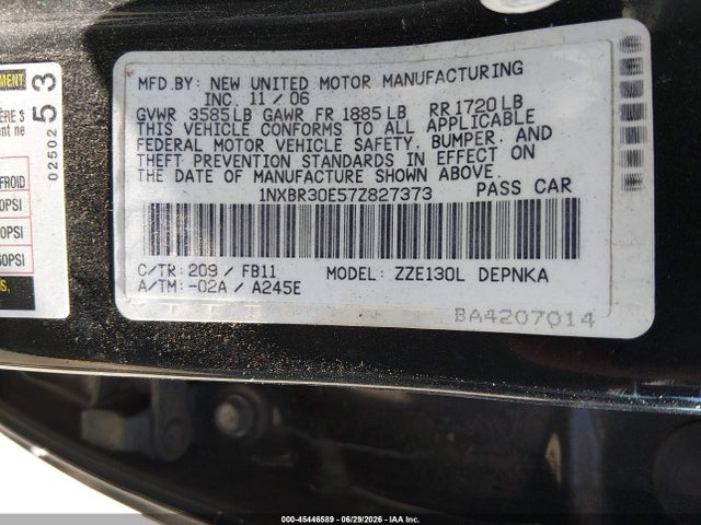 صورة 9 لـ 2007 Toyota COROLLA LE