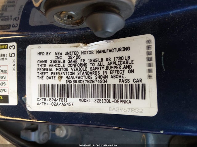 2006 Toyota COROLLA LE photo 9