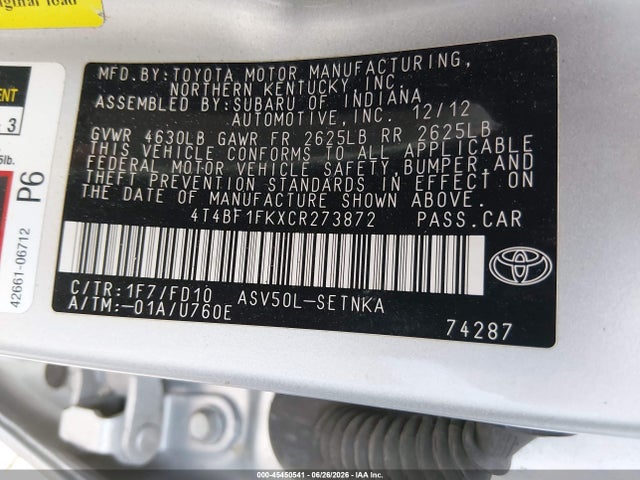 2012 Toyota CAMRY LE photo 9