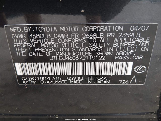 2007 Lexus ES 350 照片 9