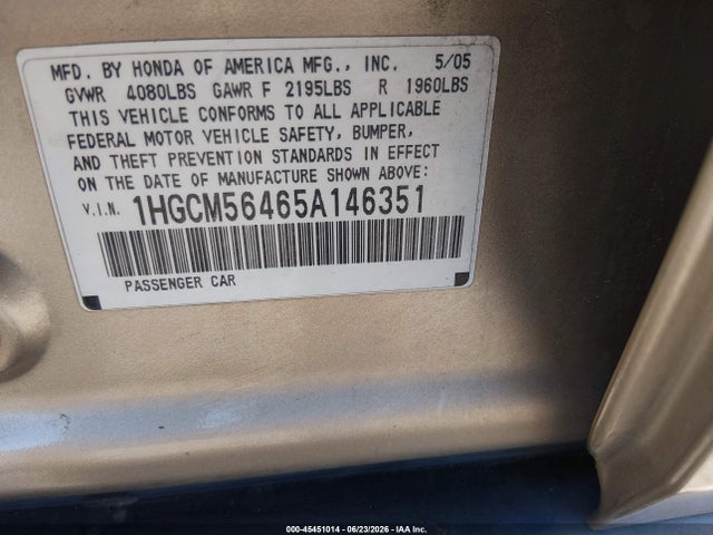 2005 Honda ACCORD 2.4 LX photo 9