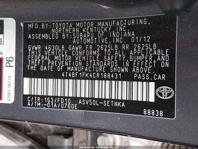 2012 Toyota CAMRY LE photo 9