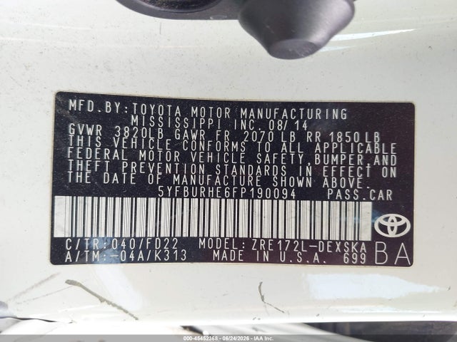 2015 Toyota COROLLA S PLUS — фото 9