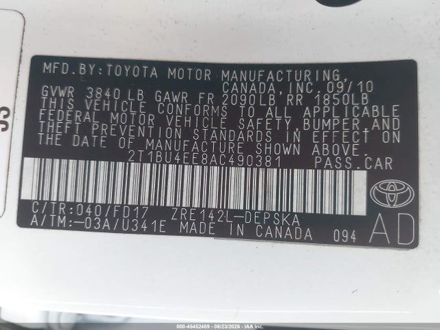 2010 Toyota COROLLA S photo 9