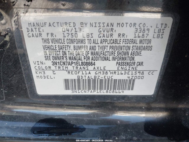 2014 Nissan VERSA 1.6 SV — фото 9