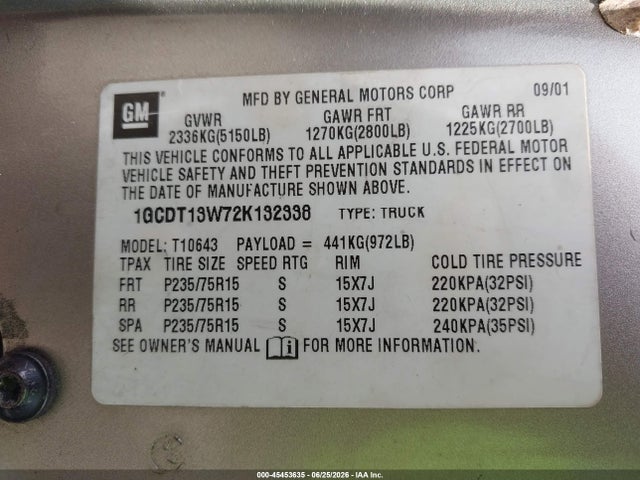 2002 Chevrolet S-10 LS 照片 9