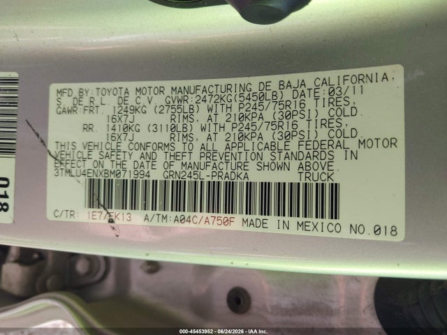 2011 Toyota TACOMA BASE V6 照片 9