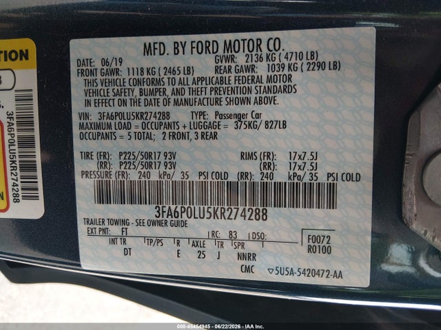 صورة 9 لـ 2019 FORD FUSION HYBRID SE