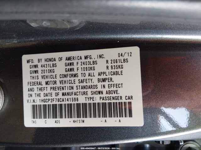 2012 Honda ACCORD 2.4 EX 照片 9