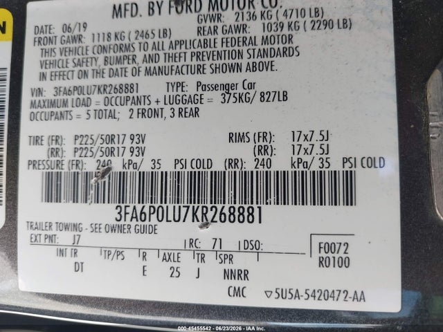 2019 FORD FUSION HYBRID SE 照片 9