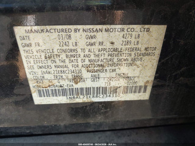 2008 Nissan ALTIMA 2.5 S 照片 9